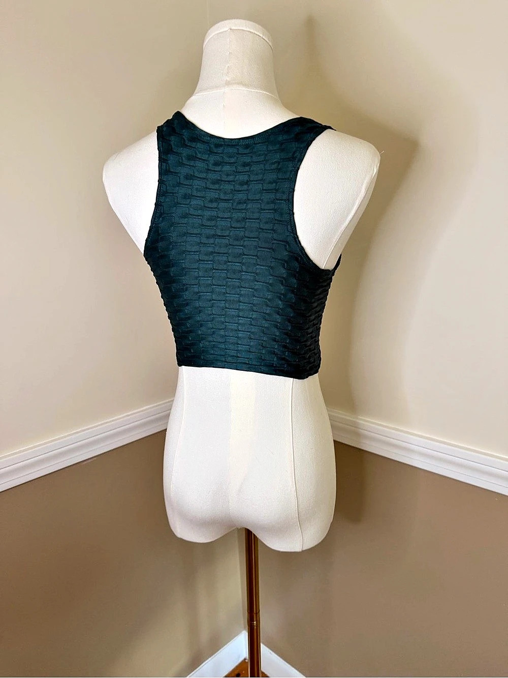 Booty by Brabants, emerald chrome sports bra tank top crop top - Picture 2 of 2